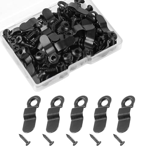 Image of TopHomer 100 PCS Frame Turn Button, Metal Bow Shape Picture Frame Hardware Backing Clips with 100PCS Screws for Hanging Pictures, Photos, Posters, Drawing Crafts(Black)
