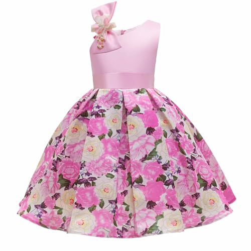 Robe d'été trapèze pour tout-petits en motif floral vêtement fête fille