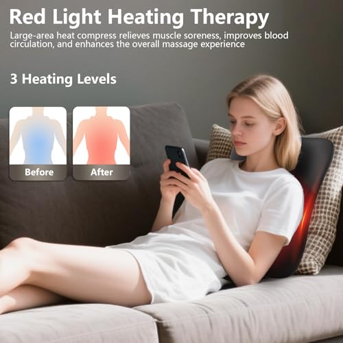 Back Massager, Rolling Up and Down Back Massager with Heat, Back Massage 4D Kneading for Pain Relief Deep Tissue, Ultrathin Shoulder Massager Mother's Day Gifts for Men Women - Image 4
