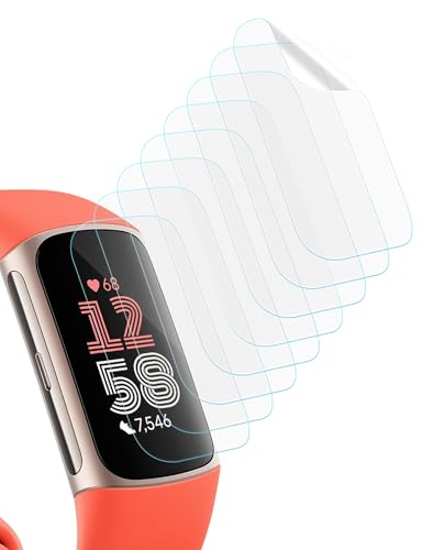 Sinoacc 8 Pack Screen Protector Compatible with Fitbit Charge 6 / Charge 5 Self-Healing TPU Film, Anti-Bubble, HD Ultra-Thin, Easy Installation