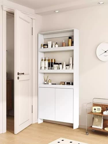 Behind The Door Bookshelf, Door Rack Organizer Wooden, Tall Narrow Floor Standing Bookcase for Toys and Story Books in Bedroom and Nursery(White,Style2 31.5 * 4.7 * 70.9") — 사진 6