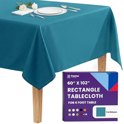 Image of Gee Di Moda Rectangle Tablecloth - 60 x 102 Inch Caribbean Table Cloth for 6 Foot Rectangle Tables - Heavy Duty Washable Fabric - for Holiday Party, Dinner, Weddings, Baby Shower & Events