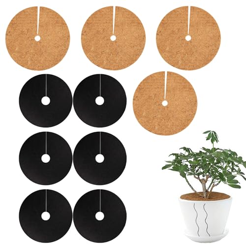 Kokosmatte Kübelabdeckung, Frostschutz Pflanzen Kokospflanzenschutz, Kokosfasern für Pflanzen, Kokos-Mulchscheibe, Pflanzenschutzmatte Rund für Pflanzen, Bäume Frostschutz Kälteschutz (gelb-braun 1)