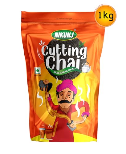 Image of NIKUNJ Cutting Chai, 1kg | Real Kadak Chai | Black Tea | Strong Blend - Rich Taste, basil