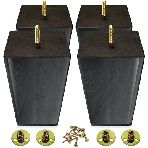 Wood Furniture Legs 5 inch - Sofa Legs Set of 4 Square Couch Legs - Espresso Tapered Feet Replacement for Legs for Furniture or DIY Projects- Sofa Legs, Chair, Ottoman, Stool, Coffee Table, Bed, Etc.