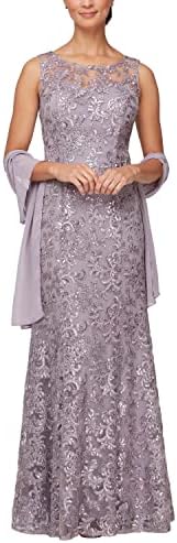 فستان نسائي طويل بدون أكمام مع شال من أليكس إيفينينغز