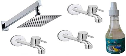 Senkiddpro Steel 3 Long Body with 6X6 Slim Shower&Tap Cleaner/Shiner (Chrome Finish) Tap/Sink/Bathroom/Shower/Utensil/Stain Hard Water Marks Cleaner Bib Tap Faucet