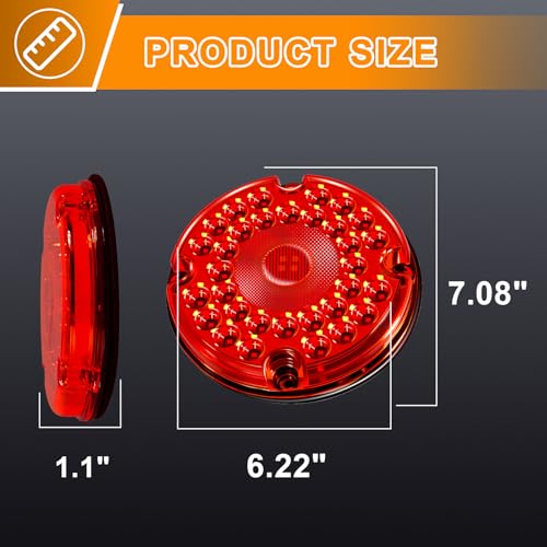 Image of 7 inch Inch Round LED Trailer Tail Lights Red 2Pcs 36 LED Bus Stop Brake Taillight Turn Tail Lights Waterproof for Truck Trailer RV UTV Reflex Lens with Gasket 10-30V