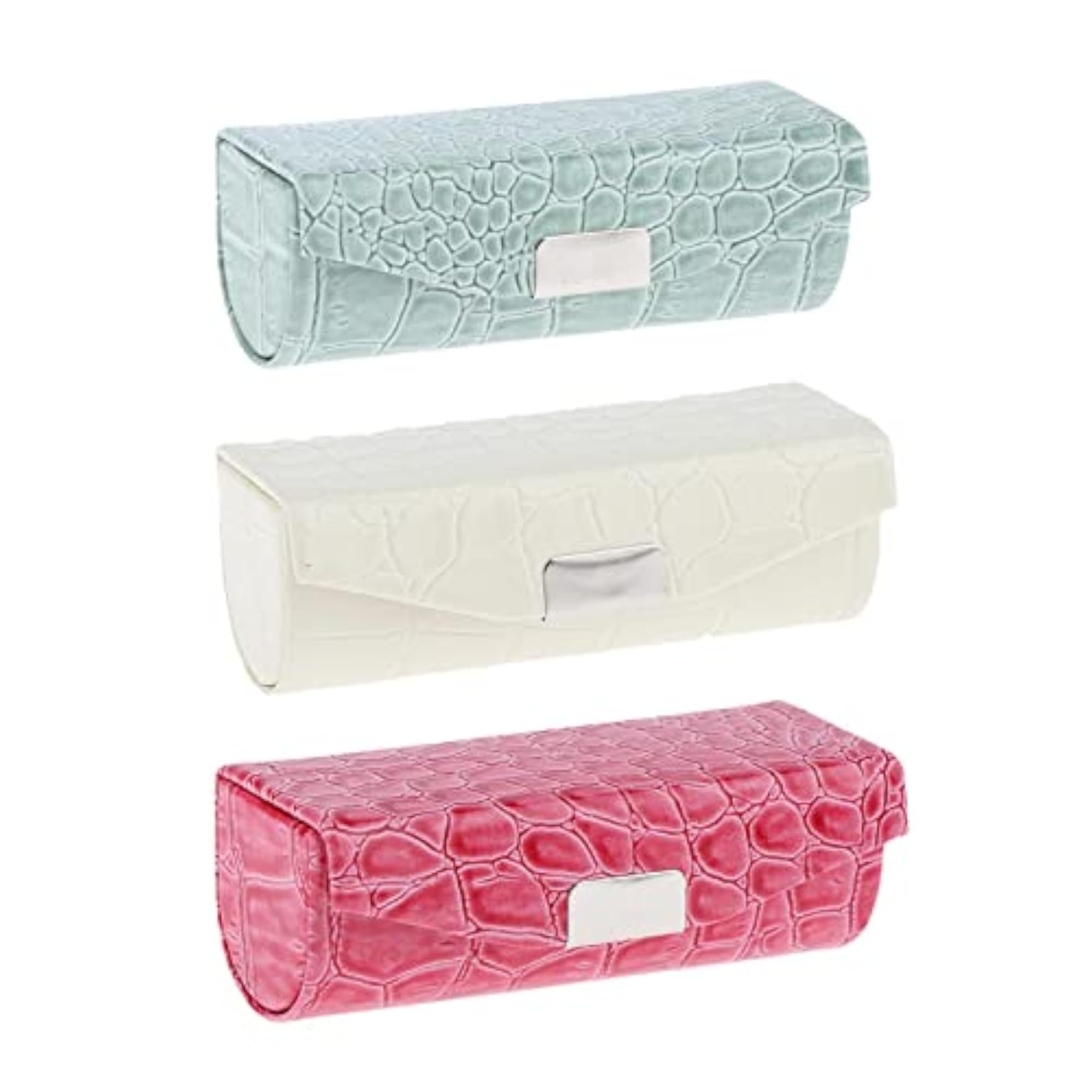 3x Lipstick Case in Rose Red, White, and Greyish Green