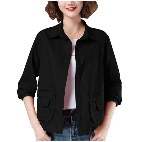 Blouson léger mi-saison femme contre la fraîcheur veste ample boutonnée