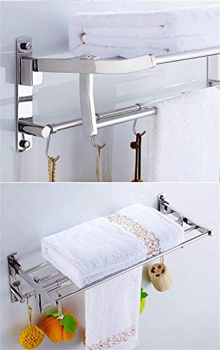 Porte-serviette salle de bain 2 niveaux en inox chic de 50cm