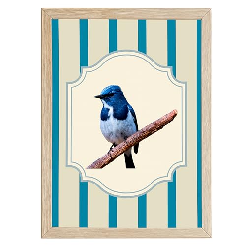 Image of Modern Scenery Bird Wall Art Frame | Pinterest Inspired Aesthetic Wall Decor | Bird Photo Frame | Ready to Hang Minimal Nature Frame for Living Room Bedroom & Office | (Design 3)