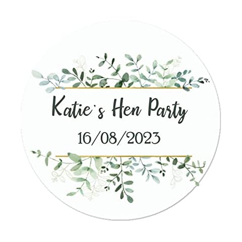 35 Personalised Floral Hen Party Bridal Shower Stickers - Thank You Sweet Cone Bags Favour Luxury (Green) Cover