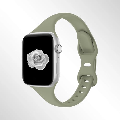 Thin Slim Band Compatible with Apple Watch 38mm 40mm 41mm 42mm 44mm 45mm 46mm 49mm, Replacement Soft Silicone Sport Strap Wristbands for iWatch Series 10/9/8/7/6/5/4/3/2/1 Ultra SE Women Men