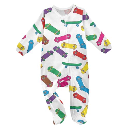 Emelivor Skateboard Wheel White Baby One-Piece Newborn Pajamas Cotton Sleepwear Outfits for Girl Boy Kids