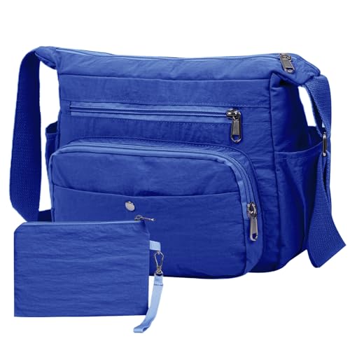 2PCS Nylon Crossbody Bag Set – Waterproof, Lightweight Shoulder Bags with Multiple Pockets for Travel, Work, Daily Use (T856 - Blue)
