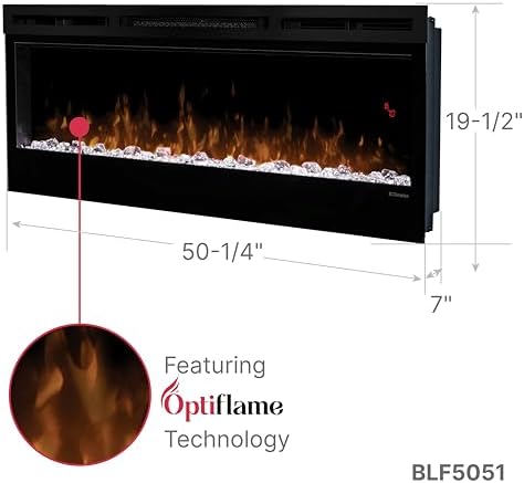 Dimplex Prism Wall Mounted Linear Electric Fireplace, 50" Inch, Black, 1230W - Premium Fireplace Heater with Acrylic Ember Bed, LED Display, Remote Control - Wall Fireplaces for Living Room, Bedroom - Thumbnail 4