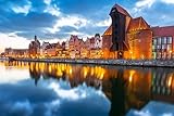 @ patrykkosmider / 123rf.com adrium Tableau sur toile 80 x 50 cm : vieille ville de Gdansk avec ancienne grue au crépuscule, Pologne (59627286)