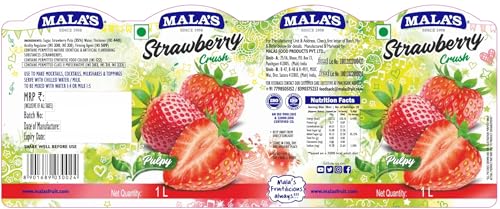 Image of MALAS Strawberry Crush Thick Liquid, 1000Ml, Pack of 1