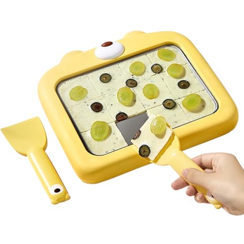 Xijobido Máquina para Hacer Rollos de Helado | Placa Fría para Yogur con Espátulas,Sartén Multifuncional de Postres para Familia y Amigos