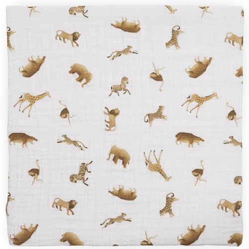 Image of Little Unicorn Muslin Swaddle Blanket for Newborns & Infants | Soft & Breathable Fabric | Baby Blanket for Swaddling, Nursing, Shower Gifts (Animal Crackers)