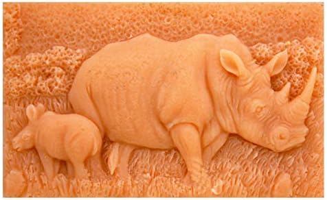 Moldes de silicona rinoceronte, rinoceronte familiar, molde de jabón de silicona, moldes para manualidades de animales de sabana africana, moldes de