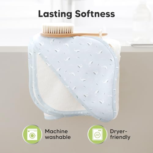 Image of KeaBabies Hooded Baby Towel for Newborn, Baby Bath Towels(Blue Whale,35x35) | Viscose Derived from Bamboo, Large Baby Towels with Hood, Boys, Girls, Toddler, Soft Absorbent Baby Bath Essentials