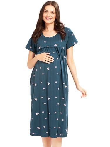 Image of AV2 Women Cotton Printed Maternity Nursing & Feeding Relaxed Fit Nighty -3146