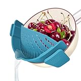 YEVIOR Clip on Strainer for Pots Pan Pasta,Silicone Food Strainer Hands-Free Pan Strainer, Clip-on Kitchen Food Strainer for Spaghetti, Pasta, Ground Beef Fits All Bowls and Pots (Teal)