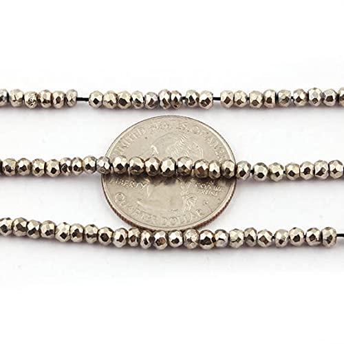 Pyrite argentée foncée facettée 3mm LKBEADS pour création de bijoux