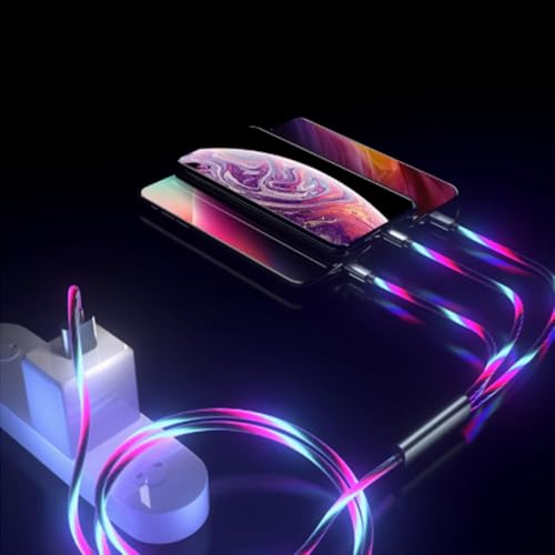 Image of AYI 6 in 1 USB LED Charging Cable, 39in Dynamic Flowing Light Cord, Flexible PVC Tangle-Free Wire, Smart Chip with Trickle Charge, Universal Data Sync Cable for Phones, Tablets, and More, Colorful.
