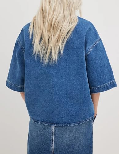 Kedera Womens Button Down Denim Shirts Casual Shirt Casual Collared Short Sleeve Western Pocket Classic Jean Shirt3