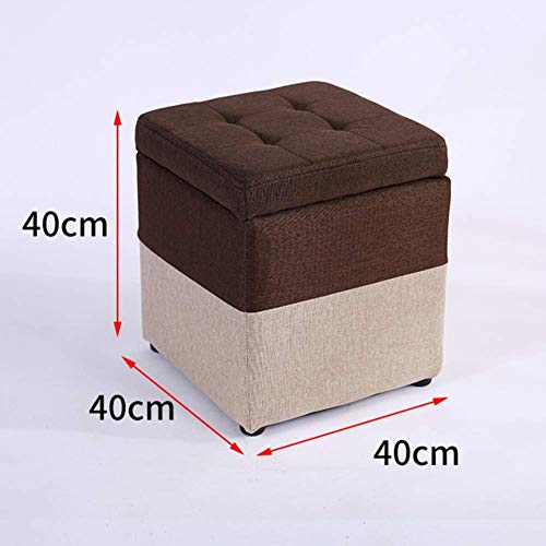 Tabouret de rangement en lin premium et structure bois massif élégante 40cm