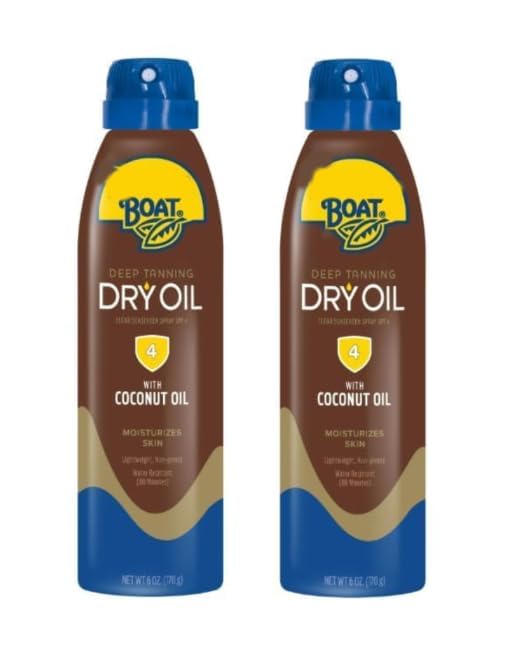 New Banana Boat Deep Tanning Oil Spray SPF 4 Clear Dry Sunscreen Spray 6 fl oz 2 Pack