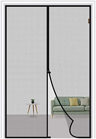 MAGZO Magnetic Screen Door Fit Door Size 36 x 96 Inch, Screen Size 38" x 97" Reinforced Fiberglass Mesh Curtain Entry Door Mesh with Full Frame Hook&Loop-Grey