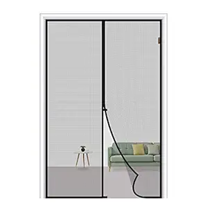 MAGZO Magnetic Screen Door 38 x 82, Reinforced Fiberglass Mesh Curtain Back Door Mesh with Full Frame Hook&Loop Fits Door Size up to 38