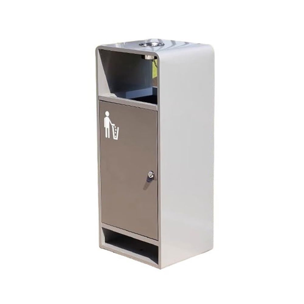 OWOHYG Garden Patio Park Porch Trash Can With Ashtray Stainless Steel Rubbish Bin For Outdoor Smoking Are.