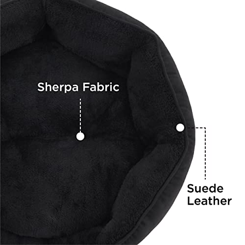 BEDSURE Katzenbett waschbar Katzen Bettchen - 51x48x15cm Katzenkorb mit zweiseitig Innenkissen Katzenschlafplatz für Katzen oder kleine Hunde, schwarz