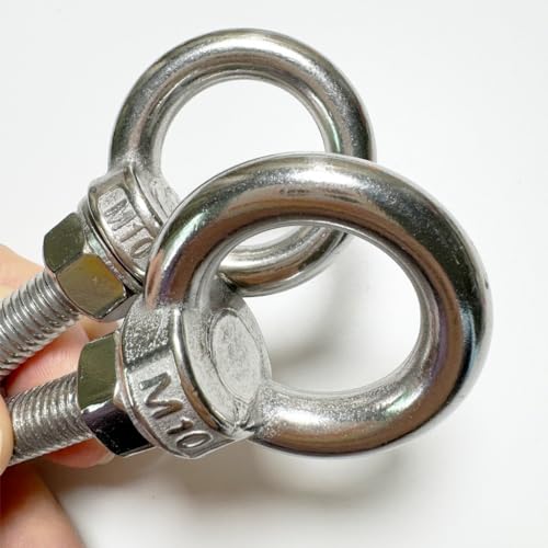 Image of Shoulder Eye Bolt, 2 PCS M10 Heavy Duty Lifting Ring 2.4 inch Threaded Eyebolt Lifting Ring Eye Bolts with Nuts and Flat Washers(Thread Length 60mm)