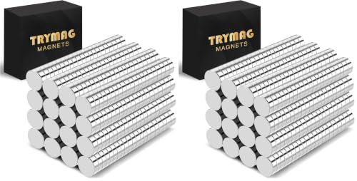 Image of TRYMAG Small Round Magnets, 300Pcs, 8x2mm - Disc Magnets for 3D Printing, Whiteboard, Fridge, Office, Hobbies, Crafts and Dry Erase Board (Pack of 2)