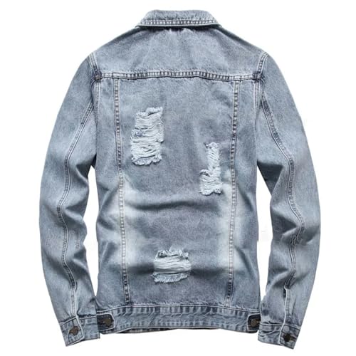 Ripped Slim-Fit Men's Pants Sets Light Blue Long Sleeve Denim Jacket And Jeans 2Pcs Set3