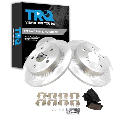 Image of TRQ Rear Brake Pad and Rotor Set Ceramic Rotors Compatible with 2018-2023 Toyota Camry