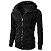 Produktbild IMJONO Fashion Mens ' Herbst Winter Lange Ärmel Sport Zipper Hoodie Pullover Bluse Tops (EU-48/CN-L,Schwarz)