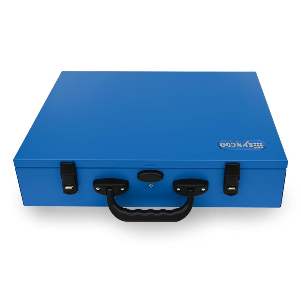 Syncro System Valigetta portaminuterie in metallo furgone officina mobile – 12 vaschette modulari gancio sicurezza 44x34x10 cm