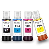 UniPlus Tinte E104 ET-2870 ET-2810 ET-2820 ET-1810 ET-2720 ET-2840 ET-2826 Druckerpatronen Kompatibel für Epson E104 Multipack Refill Kompatibel für Epson Ecotank ET-2830 ET-2821 ET-4800 ET-4700