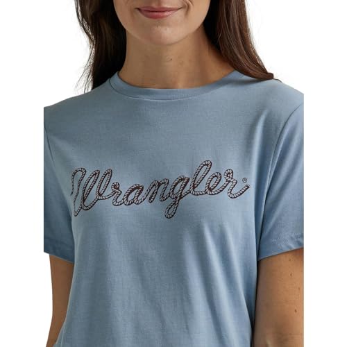 Wrangler Retro Women's Year-Round Short Sleeve Regular Fit T-Shirt - Ashley Blue Heather3