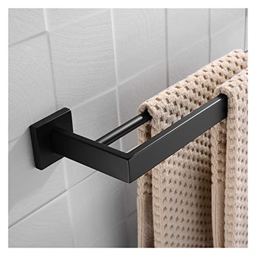 Support serviette double carré noir en lot de 4 accessoires de salle de bain - 4