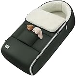 MONZANA® Baby Voetenzak Reflectoren Afsluitbaar Hoofdgedeelte Veiligheidsgordel Kinderwagen Winter Baby Autozitje Wikkeldeken Knus Grijs Groen
