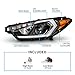 AmeriLite for 2014-2016 Kia Forte w/LED Position Models Projector DRL Light Tube Black Replacement Headlights Assembly Pair - Driver and Passenger Side