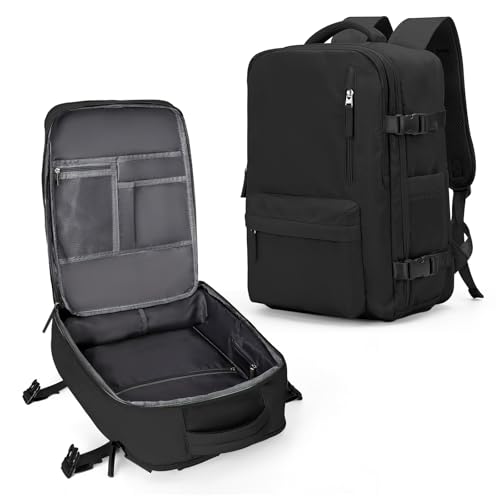 VECAVE Mochila de viagem para laptop, aprovada para voos, esportiva, universitária, casual, A - Preto, Large